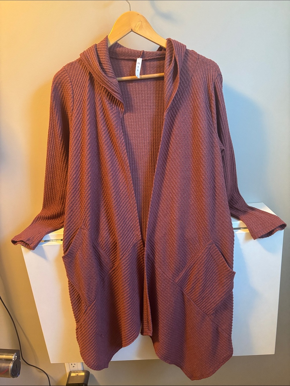 mts Open-Front Hooded Cardigan Sweater - Dusty Mauve